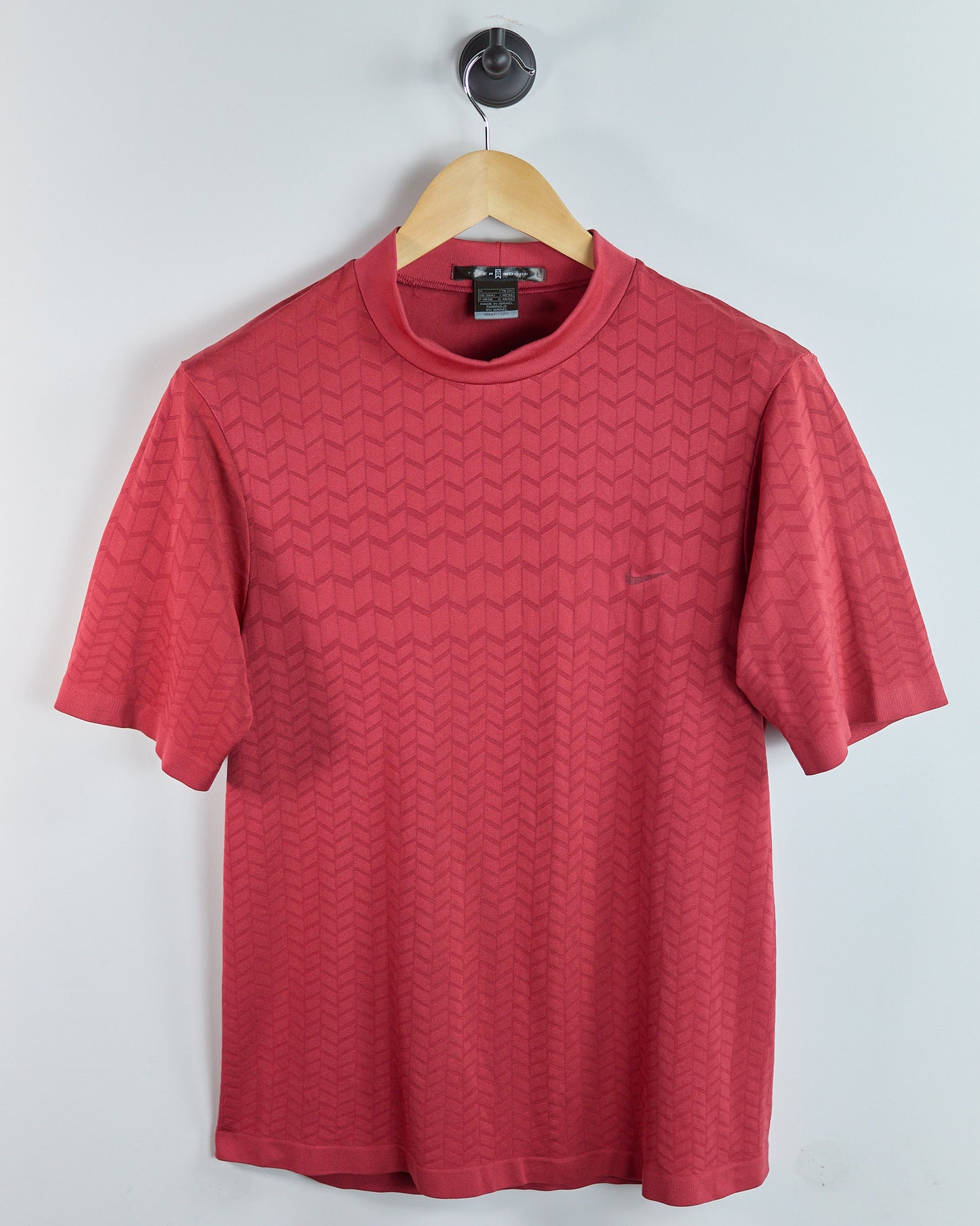 90s Nike Golf Red Pattern Short Sleeve Mock Neck (M)