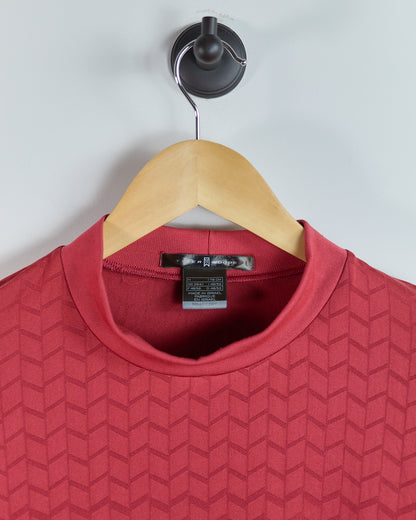 90s Nike Golf Red Pattern Short Sleeve Mock Neck (M)