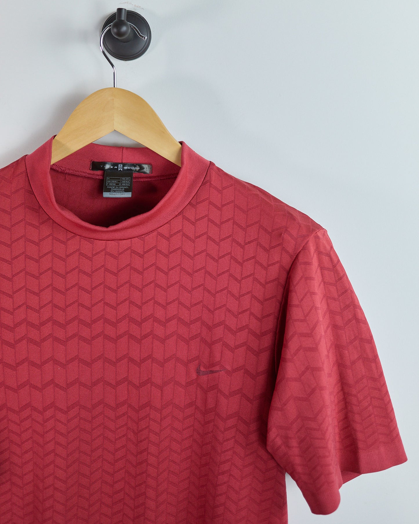 90s Nike Golf Red Pattern Short Sleeve Mock Neck (M)
