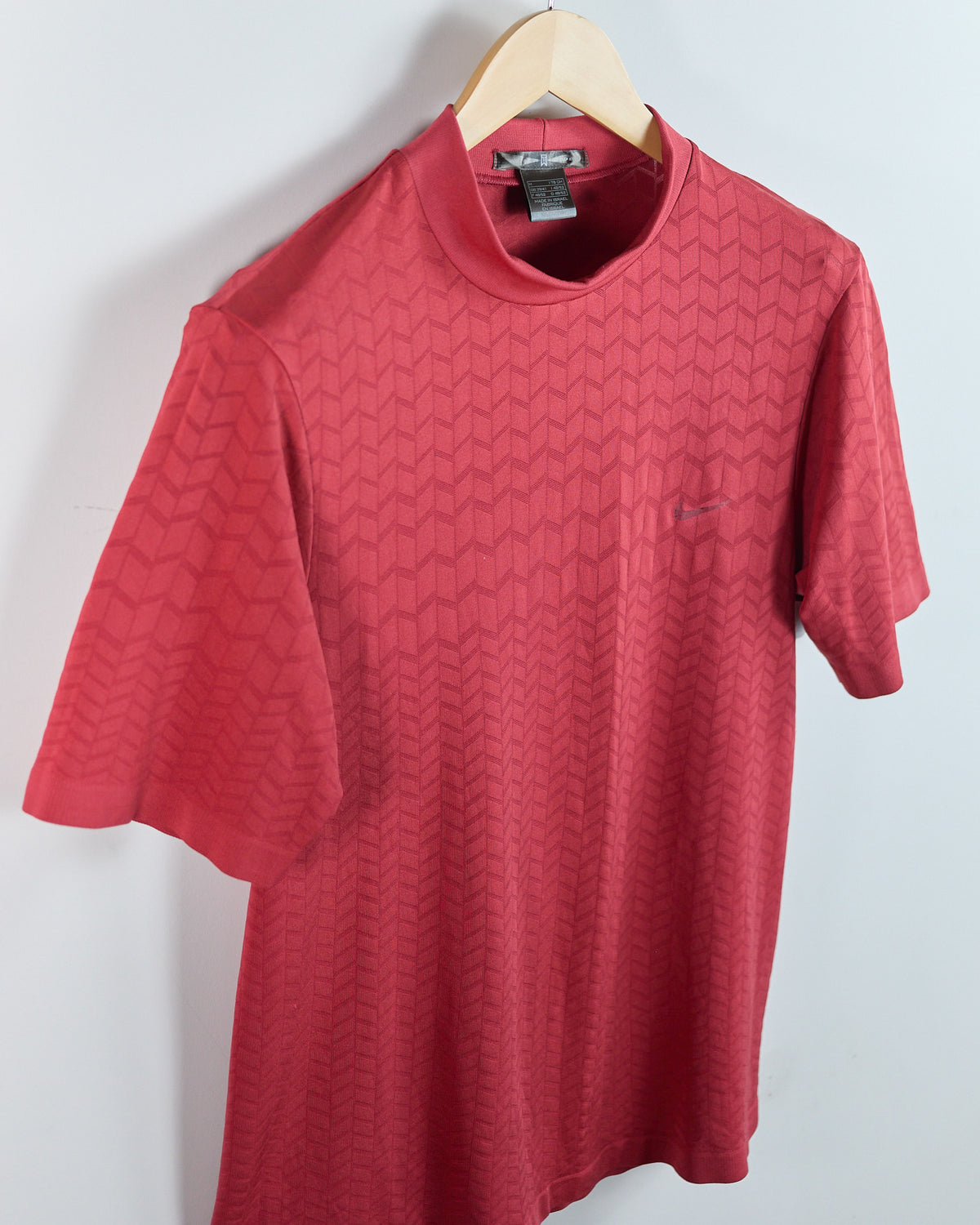 90s Nike Golf Red Pattern Short Sleeve Mock Neck (M)