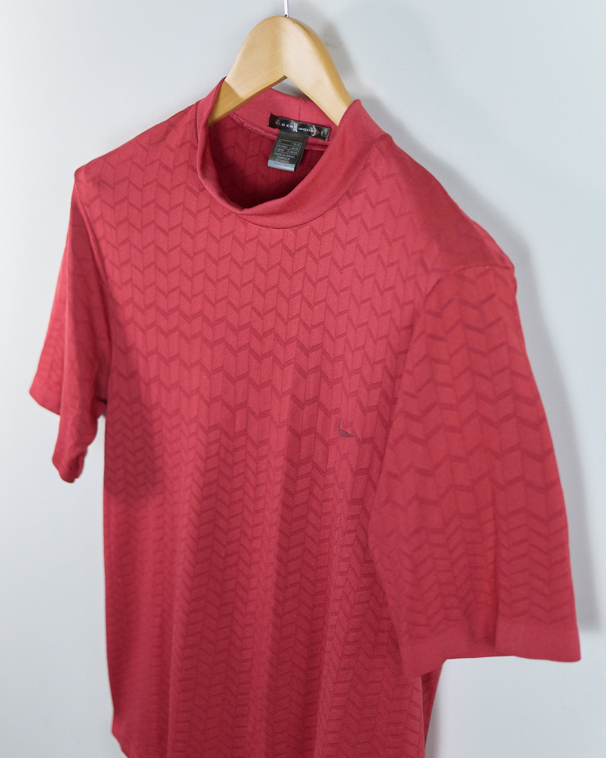 90s Nike Golf Red Pattern Short Sleeve Mock Neck (M)