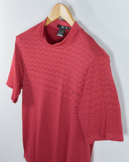 90s Nike Golf Red Pattern Short Sleeve Mock Neck (M)