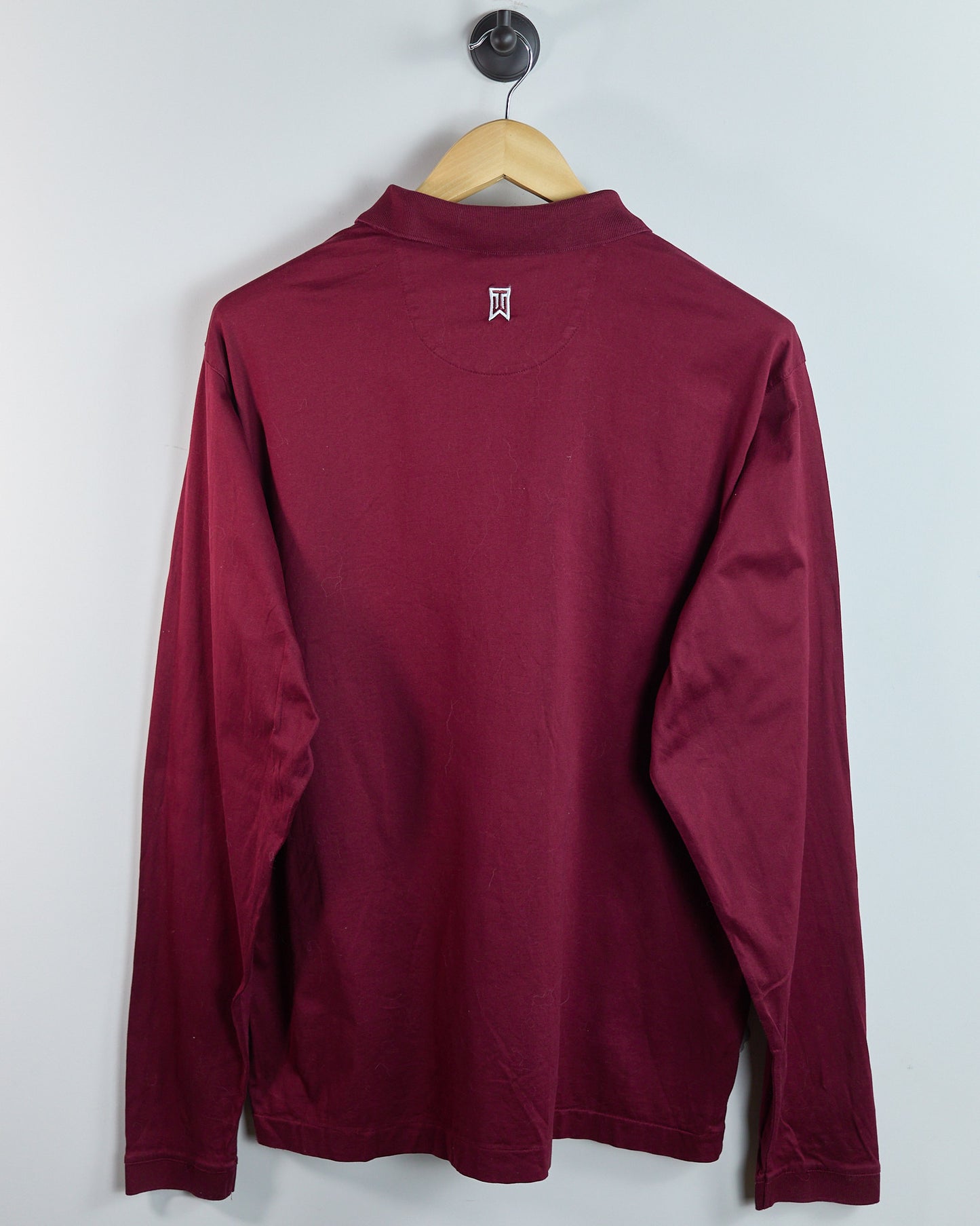 90s to early 00s Nike Golf Tiger Woods Maroon Long Sleeve Polo (L)
