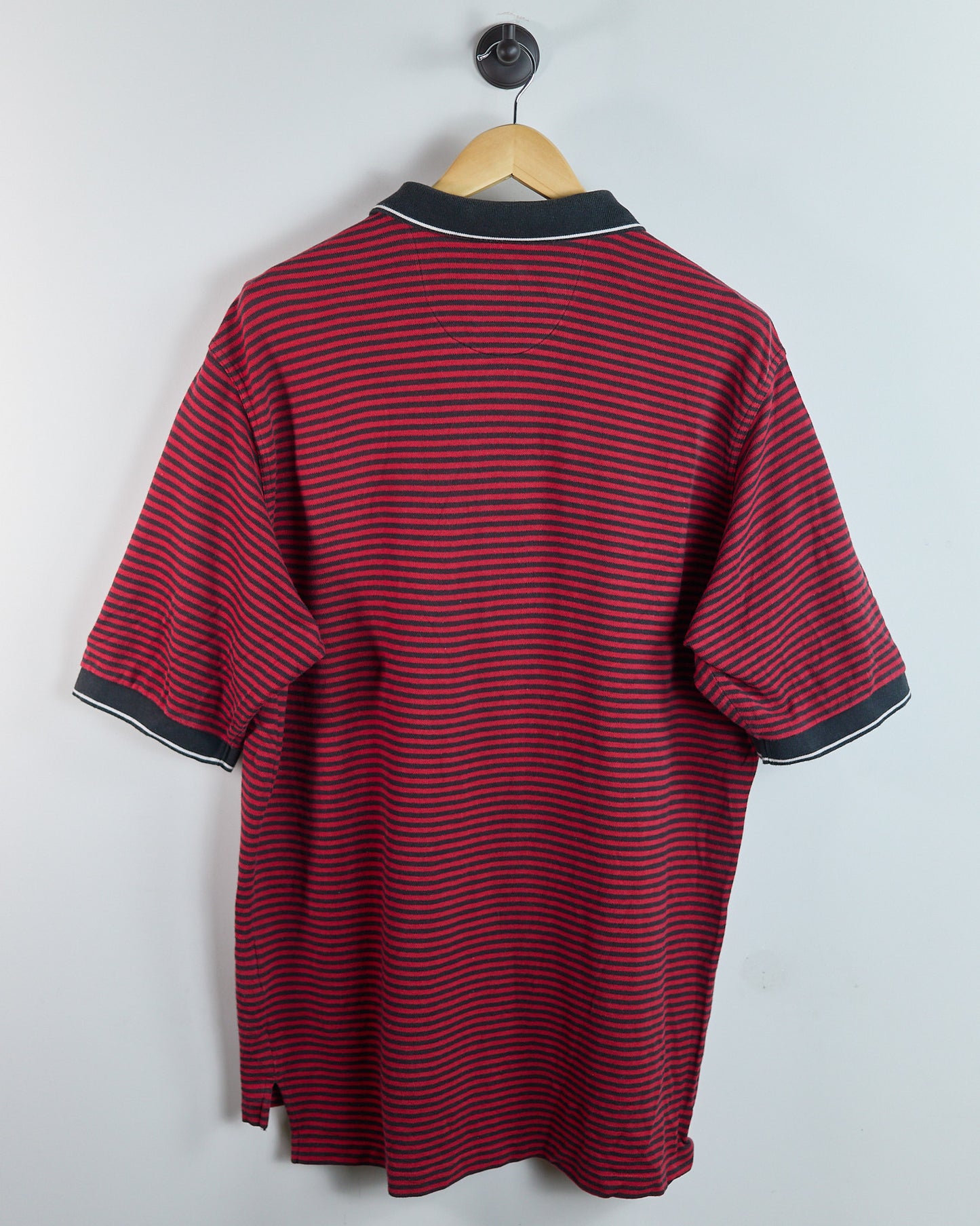 90s Nike Golf Tiger Woods Yin Yang Red/Black Stripe Pattern  Zip Up Polo (XL)