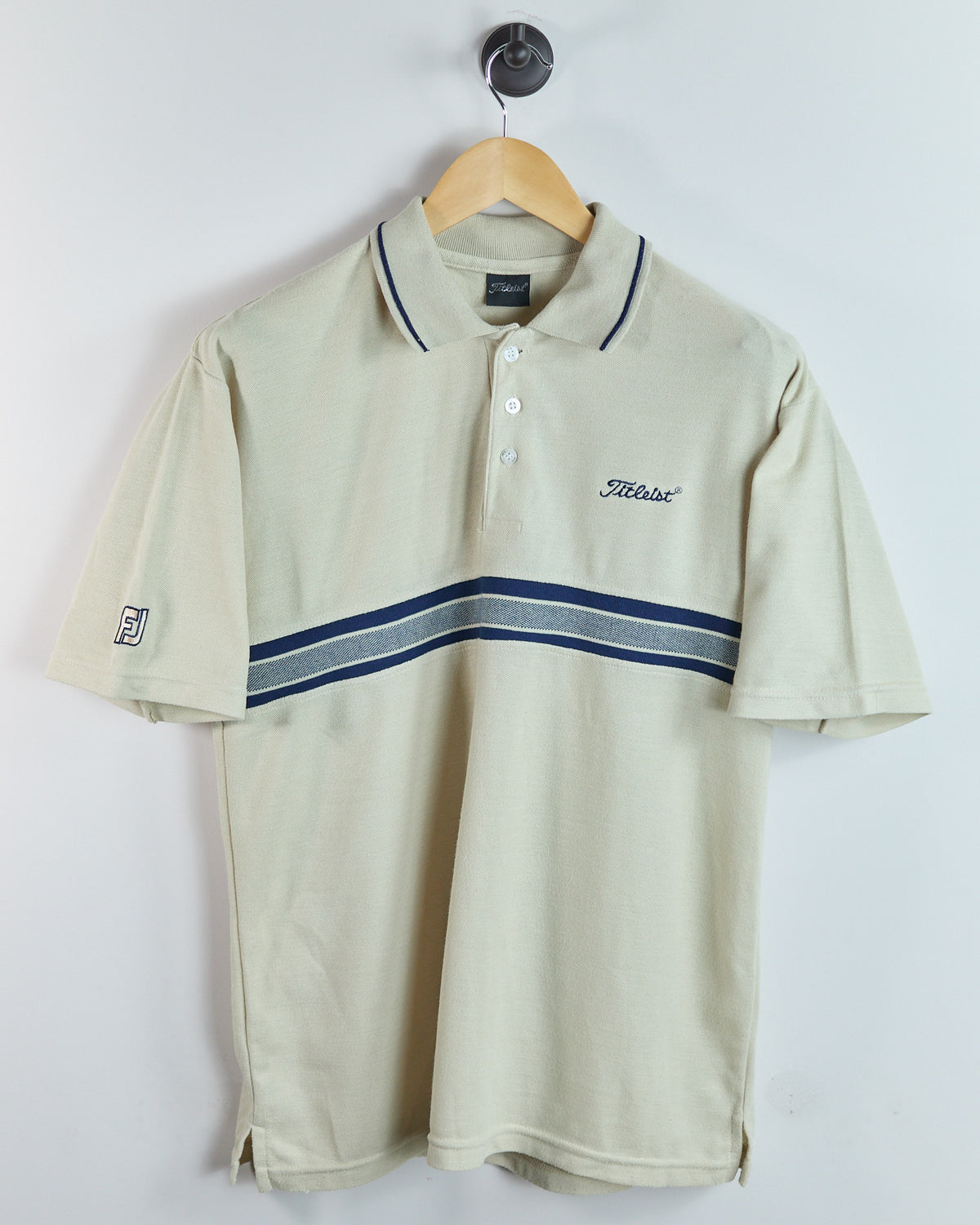90s Titleist Cream/Blue Polo Stripe Pattern (L)