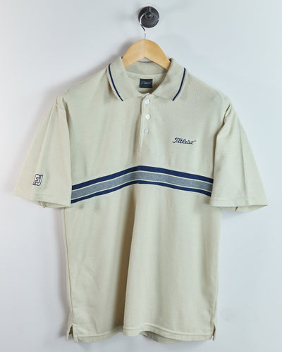 90s Titleist Cream/Blue Polo Stripe Pattern (L)