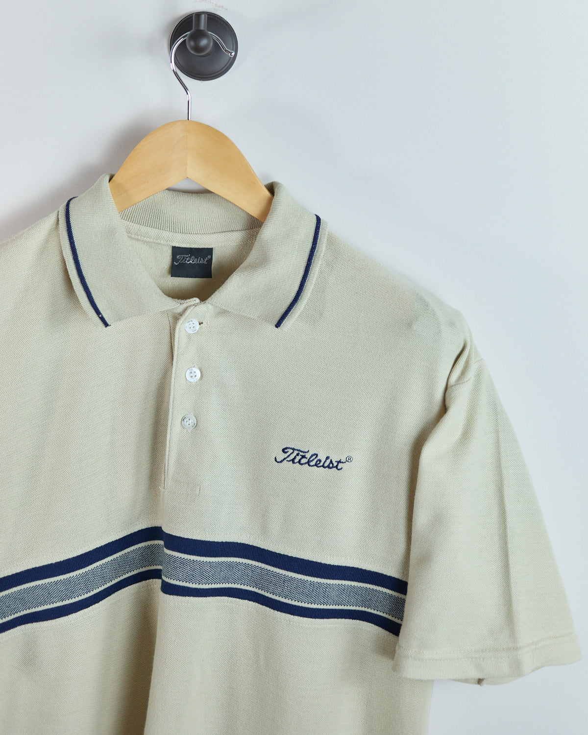 90s Titleist Cream/Blue Polo Stripe Pattern (L)