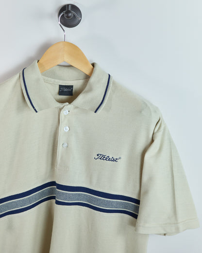 90s Titleist Cream/Blue Polo Stripe Pattern (L)
