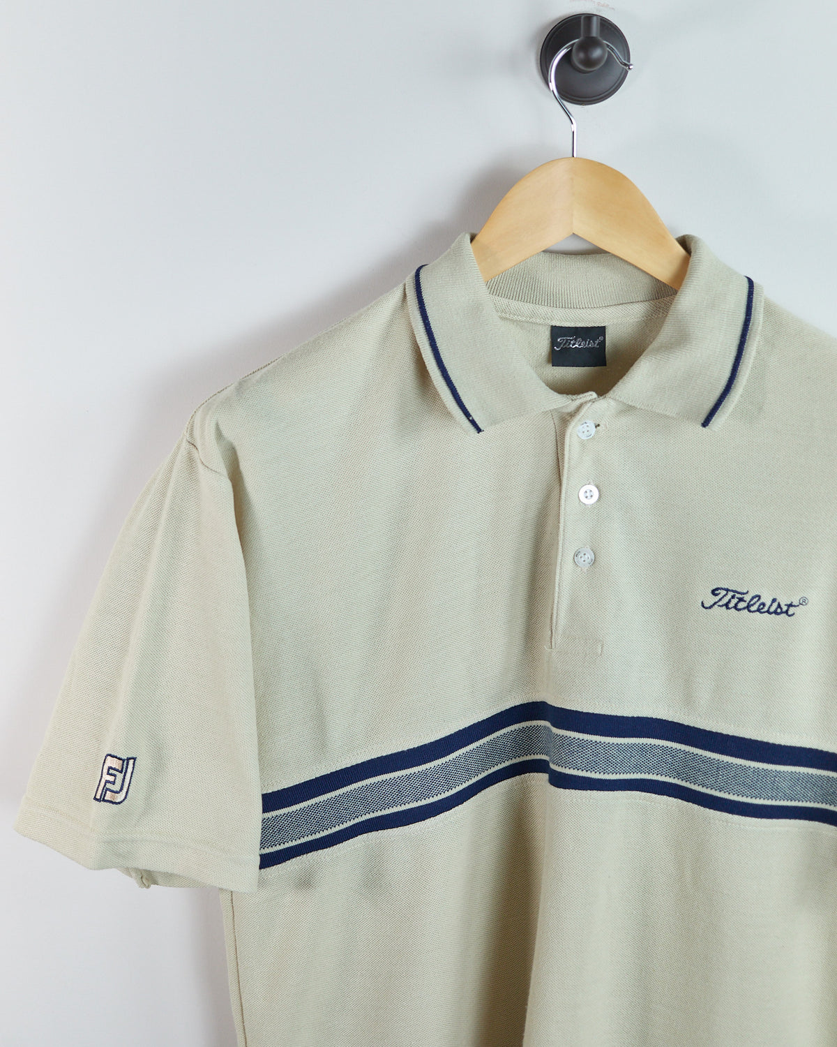 90s Titleist Cream/Blue Polo Stripe Pattern (L)