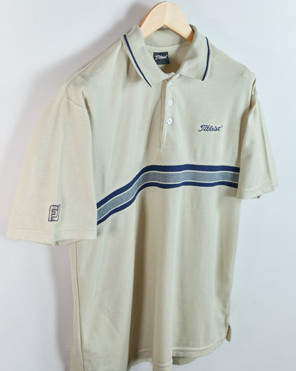 90s Titleist Cream/Blue Polo Stripe Pattern (L)