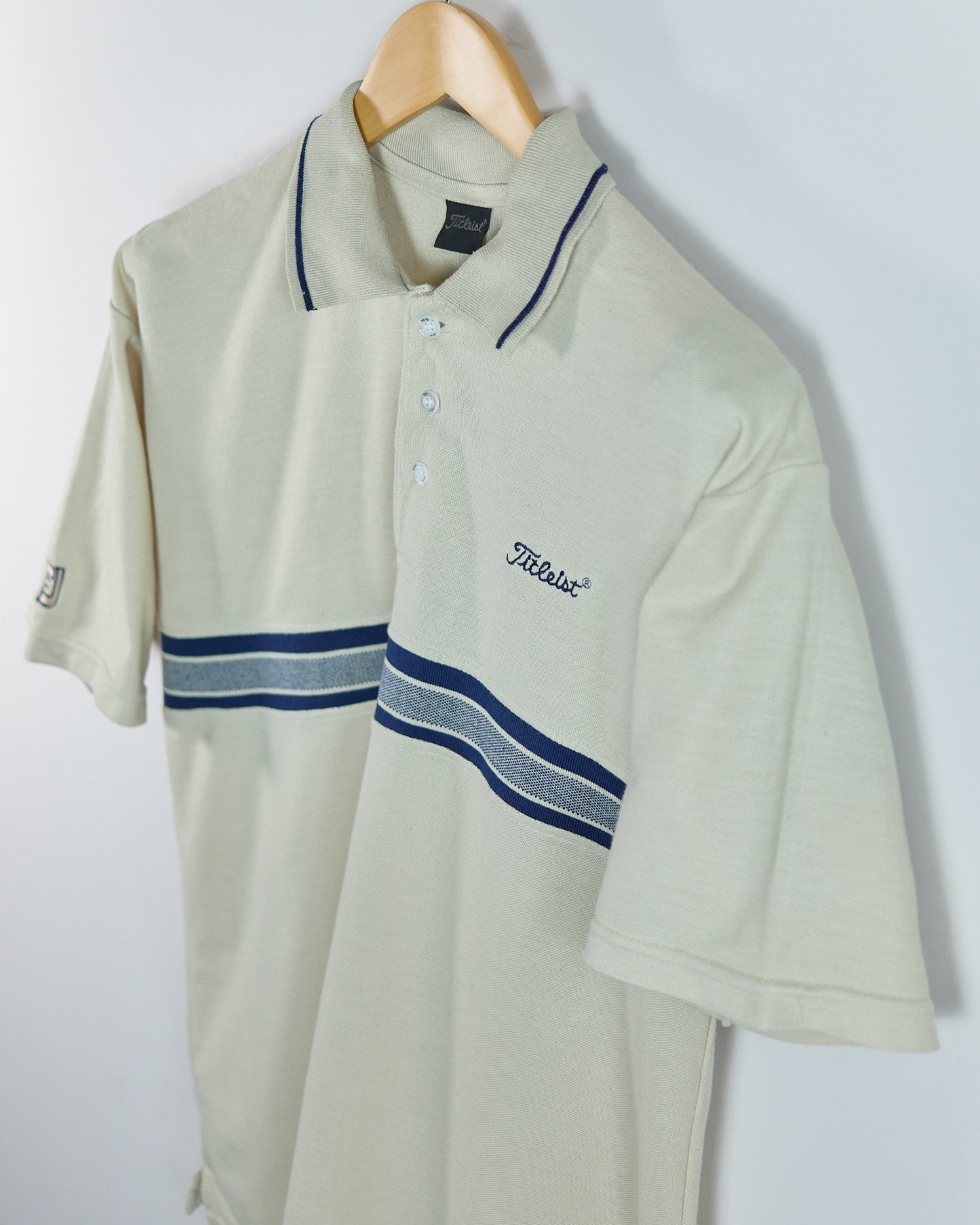 90s Titleist Cream/Blue Polo Stripe Pattern (L)