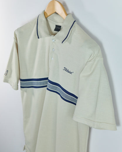 90s Titleist Cream/Blue Polo Stripe Pattern (L)