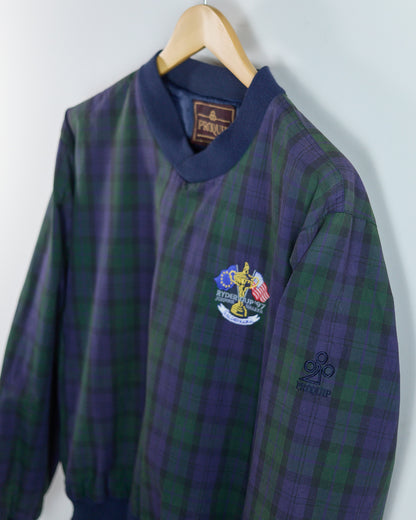 90s Proquip Blue/Green Tartan Pattern 1997 Ryder Cup Valderrama V Neck Windbreaker (M)