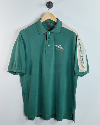 80s Pebble Beach Green/Cream Pebble Beach Polo (L)