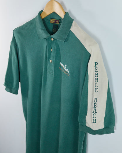 80s Pebble Beach Green/Cream Pebble Beach Polo (L)
