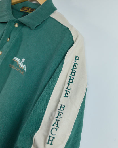 80s Pebble Beach Green/Cream Pebble Beach Polo (L)