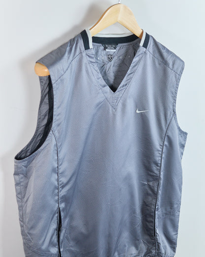 Early 00s Nike Golf Shield Logo Mid Grey Pattern Windbreaker Gilet (L)