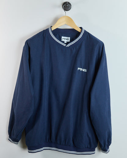 90s Ping Blue V Neck Windbreaker (L)