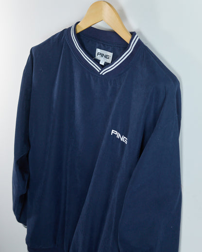 90s Ping Blue V Neck Windbreaker (L)