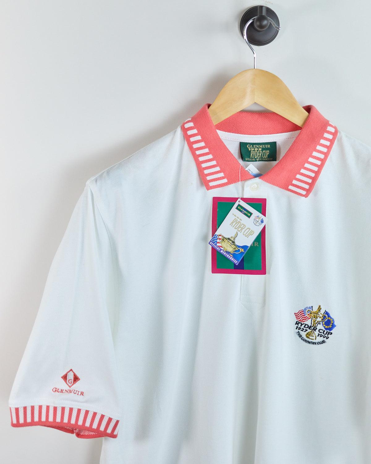 90s Glenmuir White/Coral Ryder Cup Polo, NWT (L)