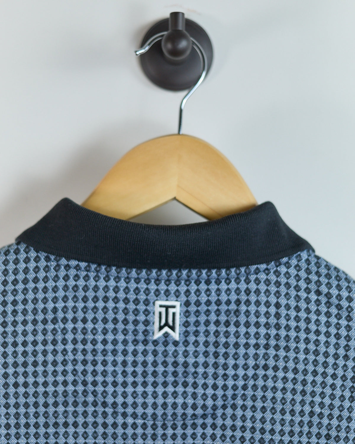 90s Nike Golf Shield Logo Blue/Black Diamond Pattern Polo (M)