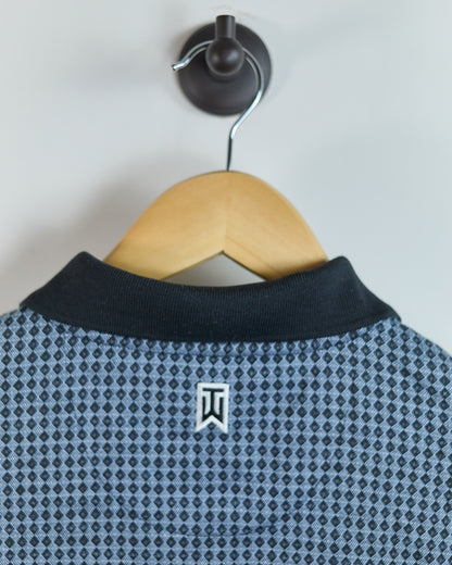 90s Nike Golf Shield Logo Blue/Black Diamond Pattern Polo (M)
