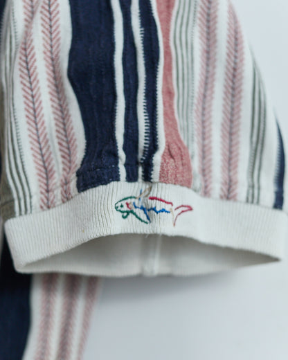 Early 90s Greg Norman White/Blue Multicolour Pattern Polo (M)