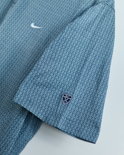 90s Nike Golf Tiger Woods Shield Logo Steel Blue/Slate Diamond Pattern Polo (XL)