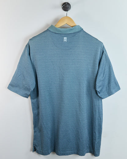 90s Nike Golf Tiger Woods Shield Logo Steel Blue/Slate Diamond Pattern Polo (XL)