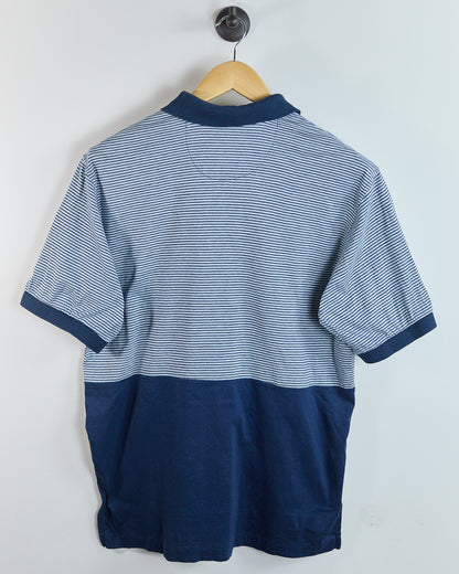 90s Nike Golf Tiger Woods Yin Yang Blue/Navy Stripe Pattern Polo (XL)