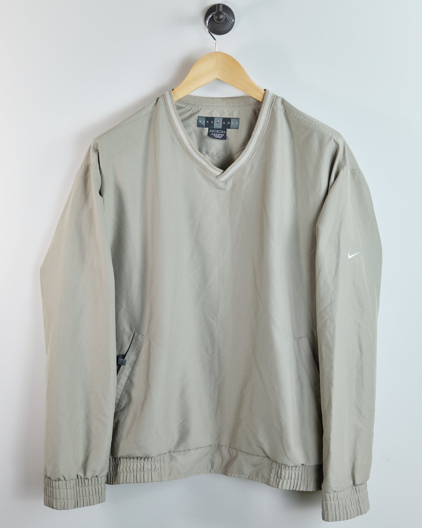 90s Nike Golf Shield Logo Sand V Neck Windbreaker (L)