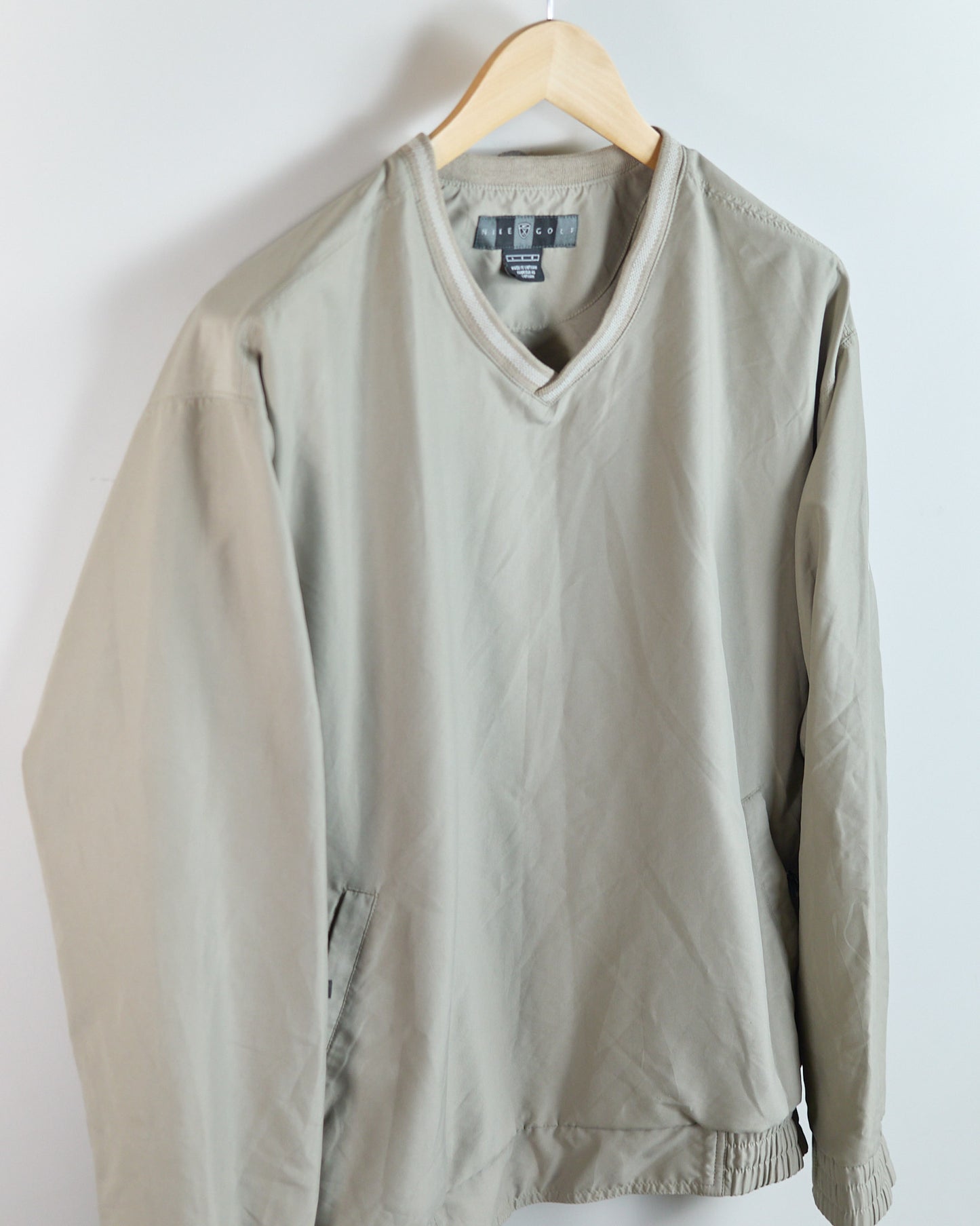 90s Nike Golf Shield Logo Sand V Neck Windbreaker (L)