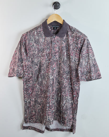 80s to early 90s Nike Golf Swoosh Burgundy Pattern Polo (M)