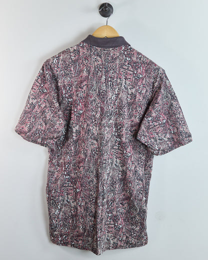 80s to early 90s Nike Golf Swoosh Burgundy Pattern Polo (M)