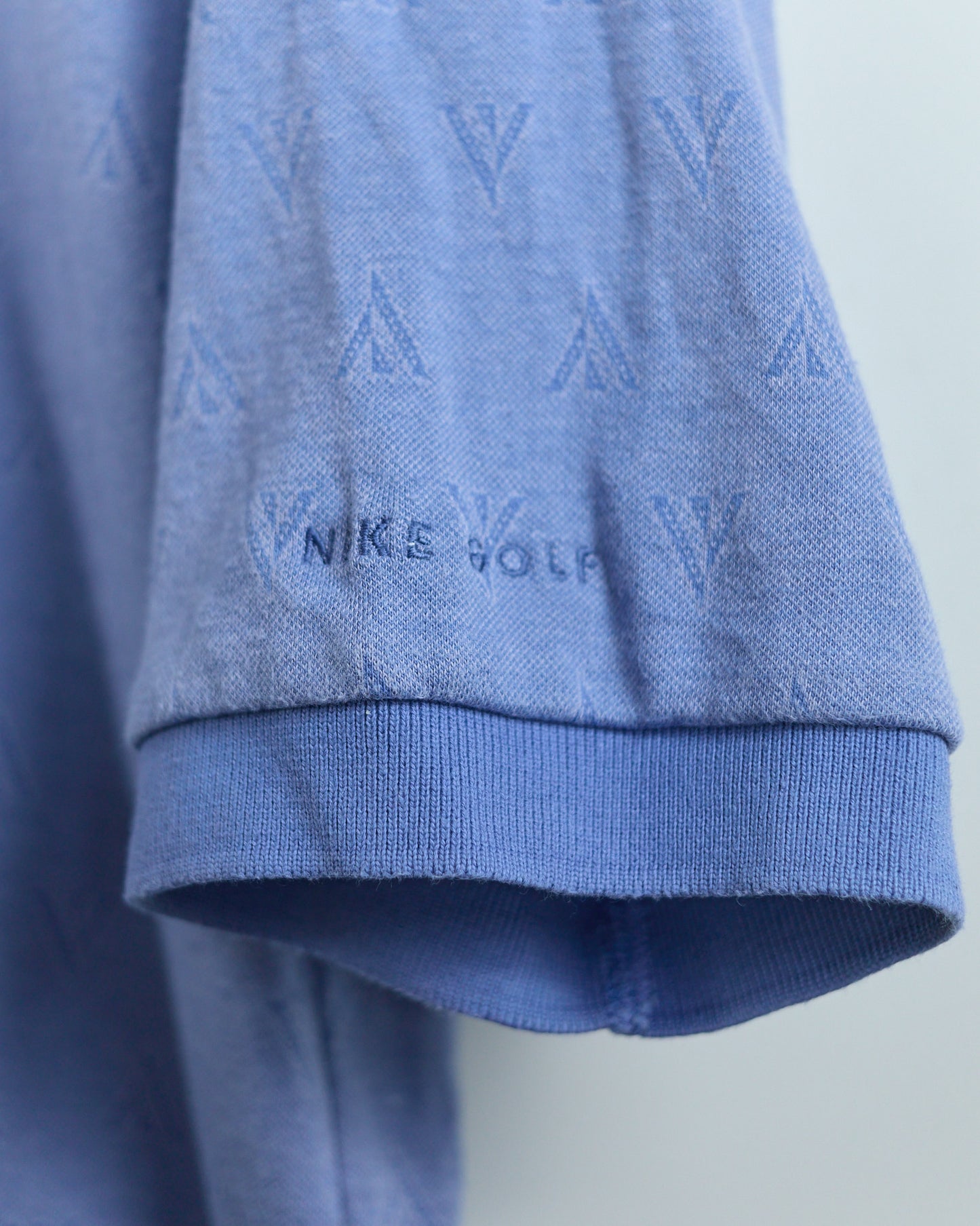 80s to early 90s Nike Golf Swoosh Blue Subtle Pattern Polo (M)