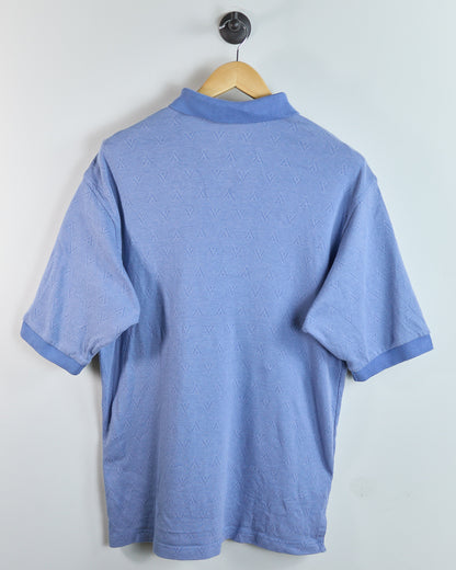 80s to early 90s Nike Golf Swoosh Blue Subtle Pattern Polo (M)