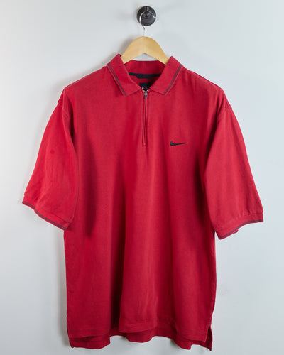 90s to early 00s Nike Golf Tiger Woods Yin Yang Red Zip Up Polo (L)