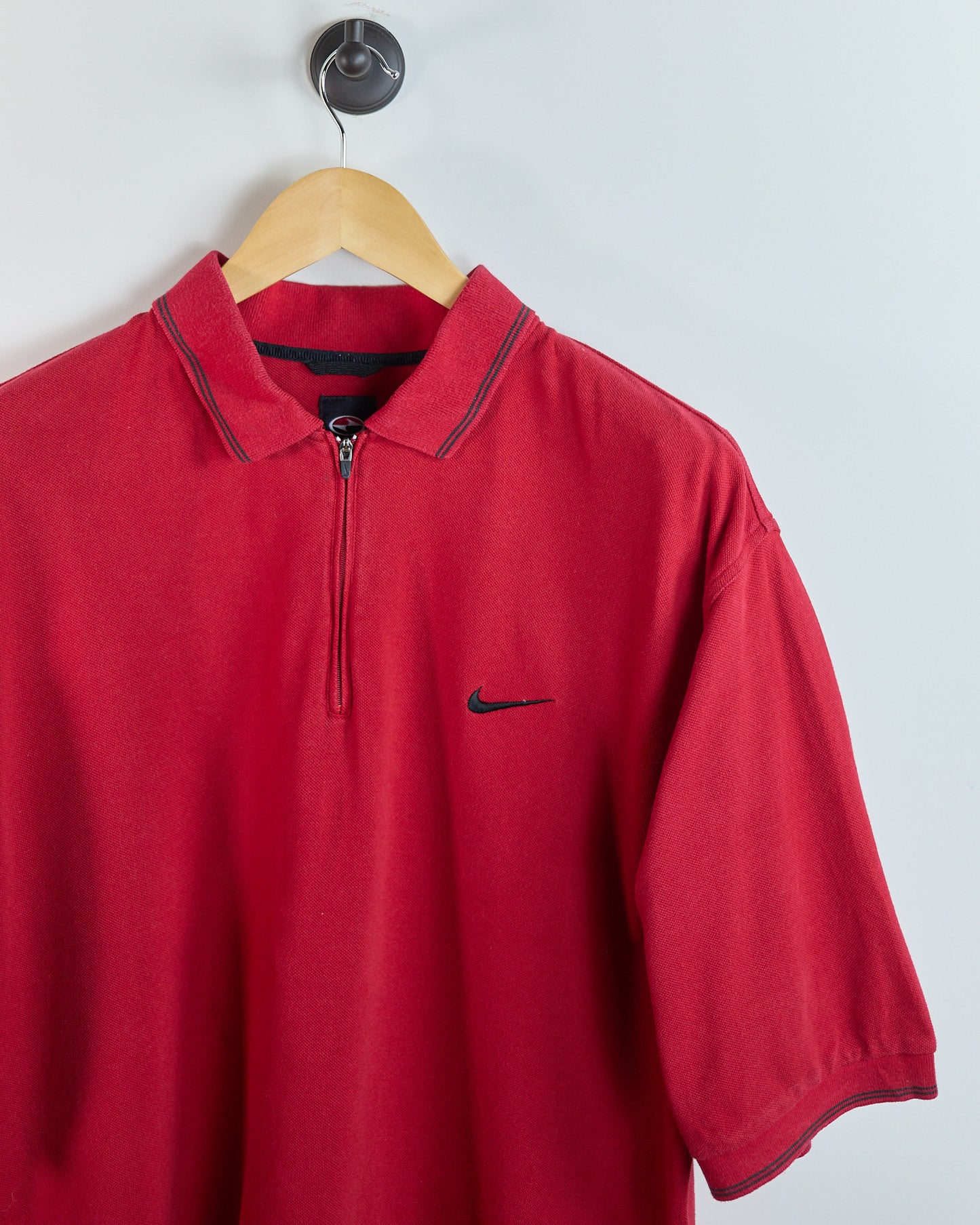 90s to early 00s Nike Golf Tiger Woods Yin Yang Red Zip Up Polo (L)