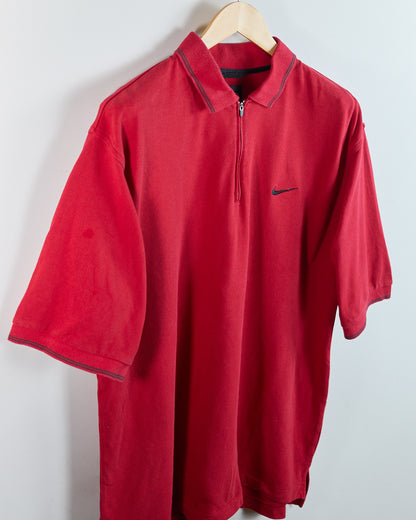 90s to early 00s Nike Golf Tiger Woods Yin Yang Red Zip Up Polo (L)