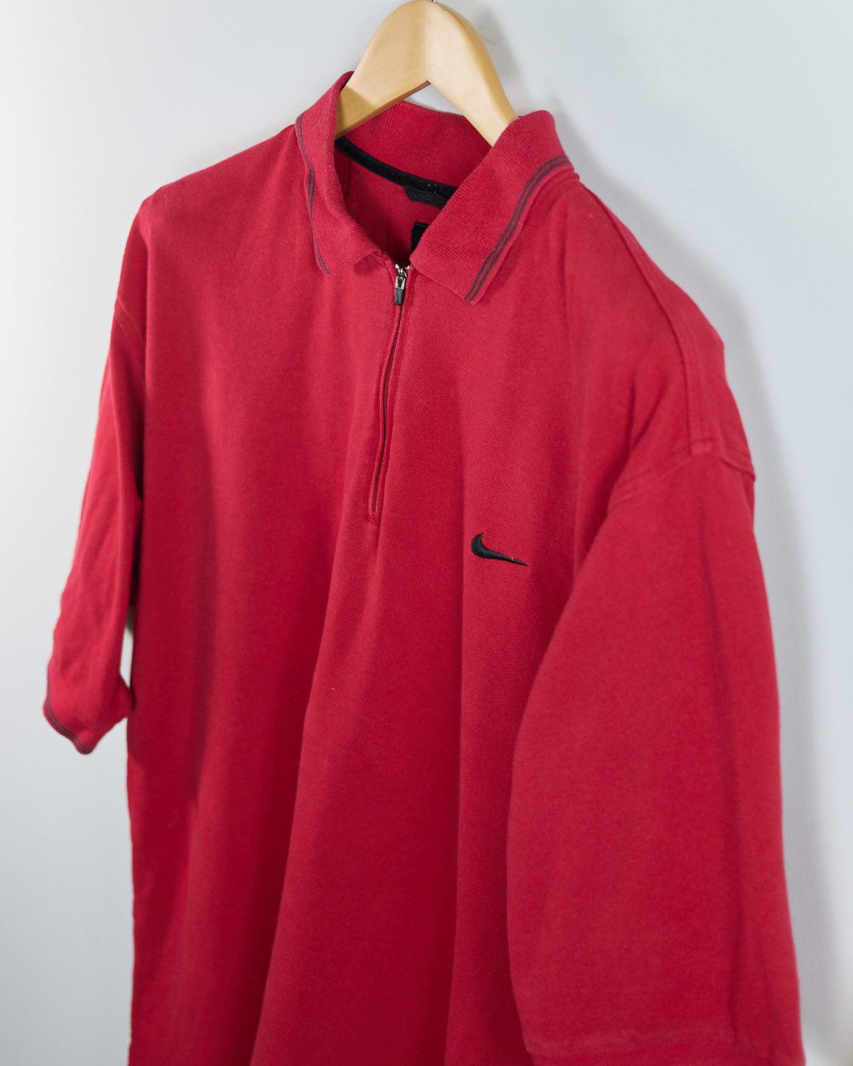 90s to early 00s Nike Golf Tiger Woods Yin Yang Red Zip Up Polo (L)