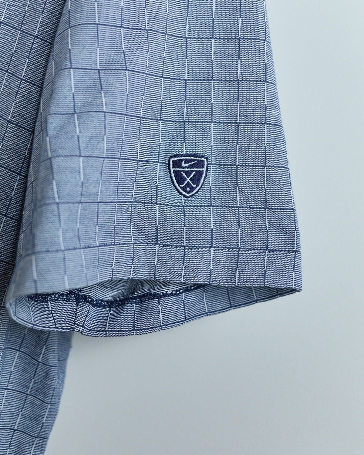 90s Nike Golf Shield Logo Blue Block Pattern Polo (XL)