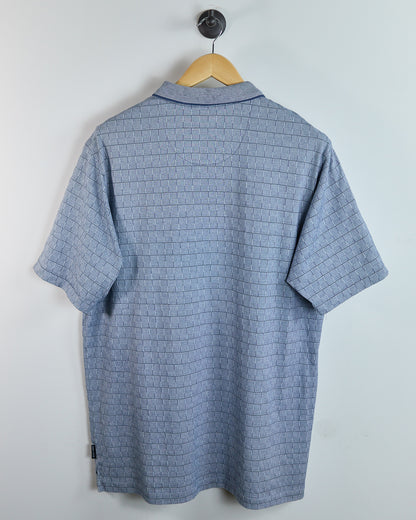 90s Nike Golf Shield Logo Blue Block Pattern Polo (XL)