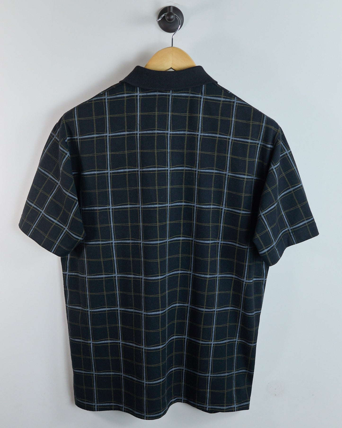 90s Callaway Dark Blue/Light Blue Tartan Pattern Polo (L)