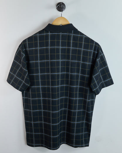 90s Callaway Dark Blue/Light Blue Tartan Pattern Polo (L)