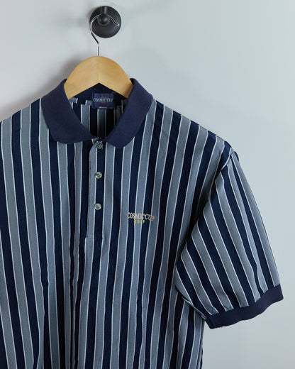 Late 80s to early 90s Mizuno x Cosmic Cup Golf Blue/White Polo (M)