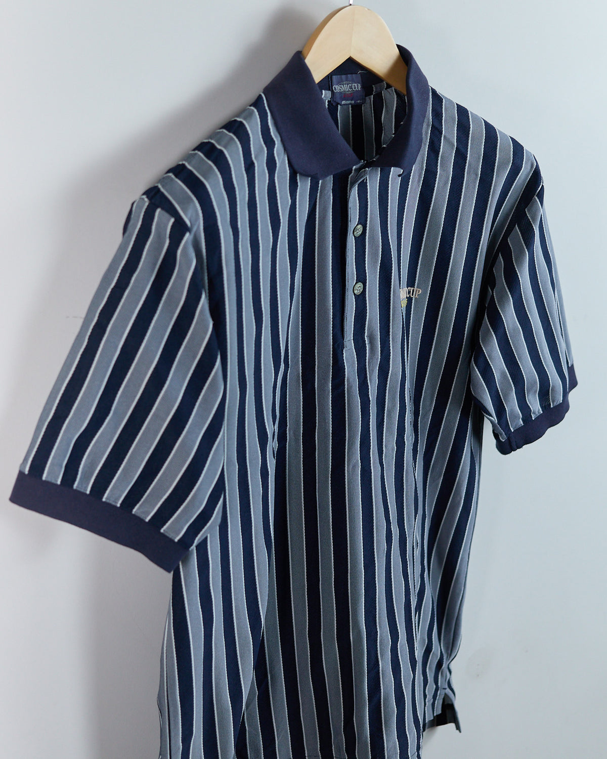 Late 80s to early 90s Mizuno x Cosmic Cup Golf Blue/White Polo (M)