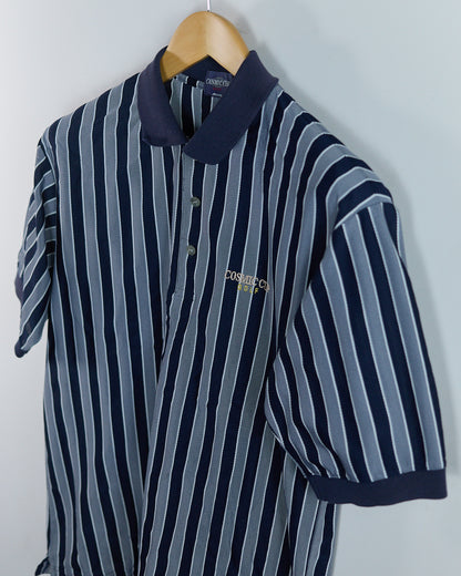 Late 80s to early 90s Mizuno x Cosmic Cup Golf Blue/White Polo (M)