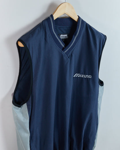 90s Mizuno Golf Navy V Neck Windbreaker Vest (L)