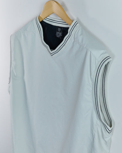 90s Nike Golf Cream V Neck Windbreaker Vest (XL, smaller)
