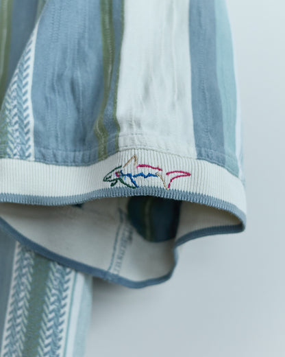 90s Greg Norman Blue/White Vertical Stripe Pattern Polo (XL)